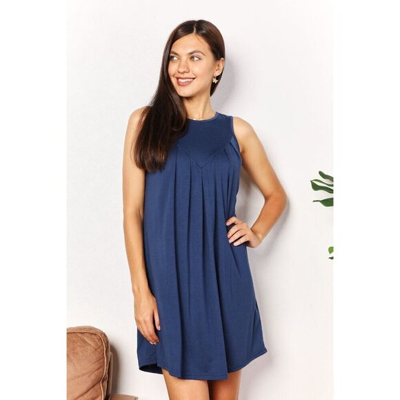 Double Take Round Neck Sleeveless Mini Dress - Picture 4 of 8